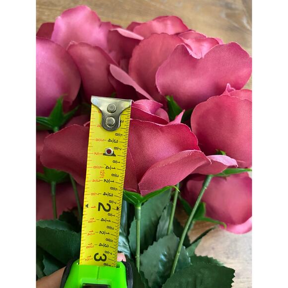 Fuchsia-colored Artificial Rose Bush Bouquet 17"H - Picture 7 of 7